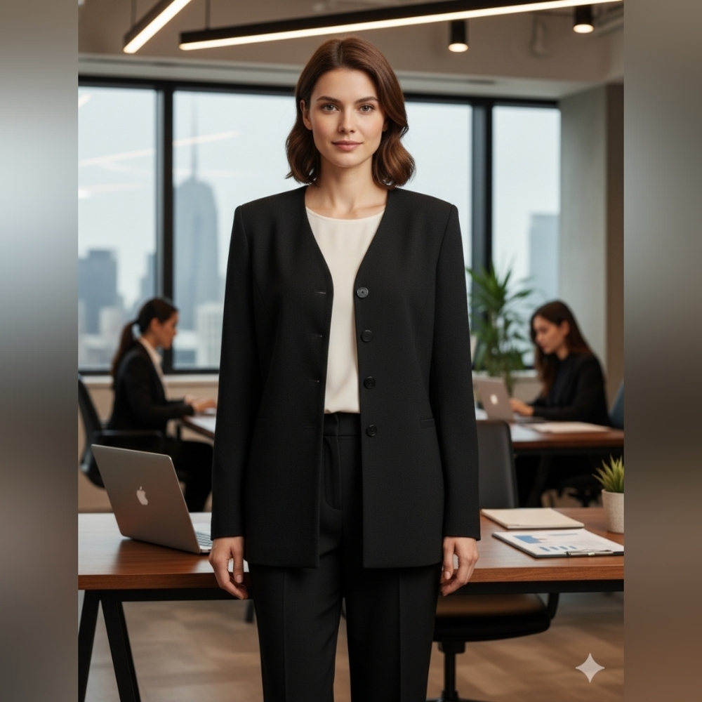 Elegant Black Women's Blazer Wool Size 12‎